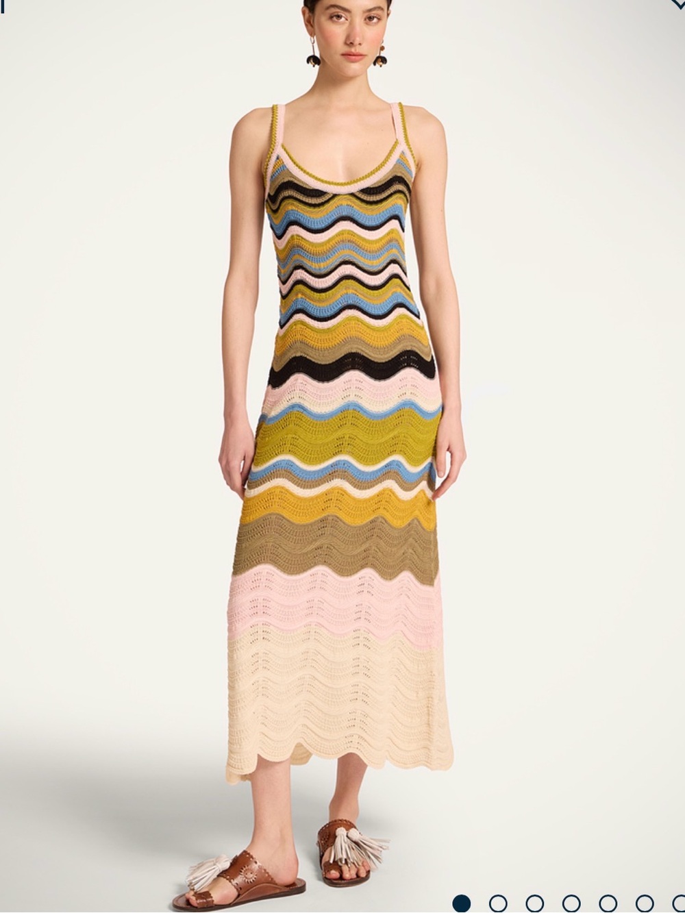 Sleeveless Multicolor Wave Knit Maxi Dress
